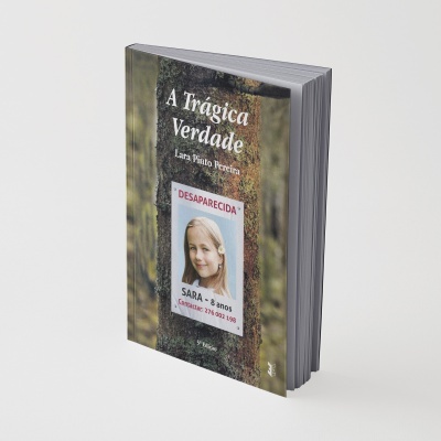 Livro A Trágica Verdade com capa mostrando cartaz de desaparecida com foto de menina e texto