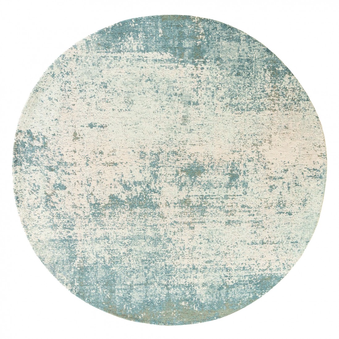 Tapete Moon Chenille Tapete redondo azul claro e bege com padrão abstrato desgastado