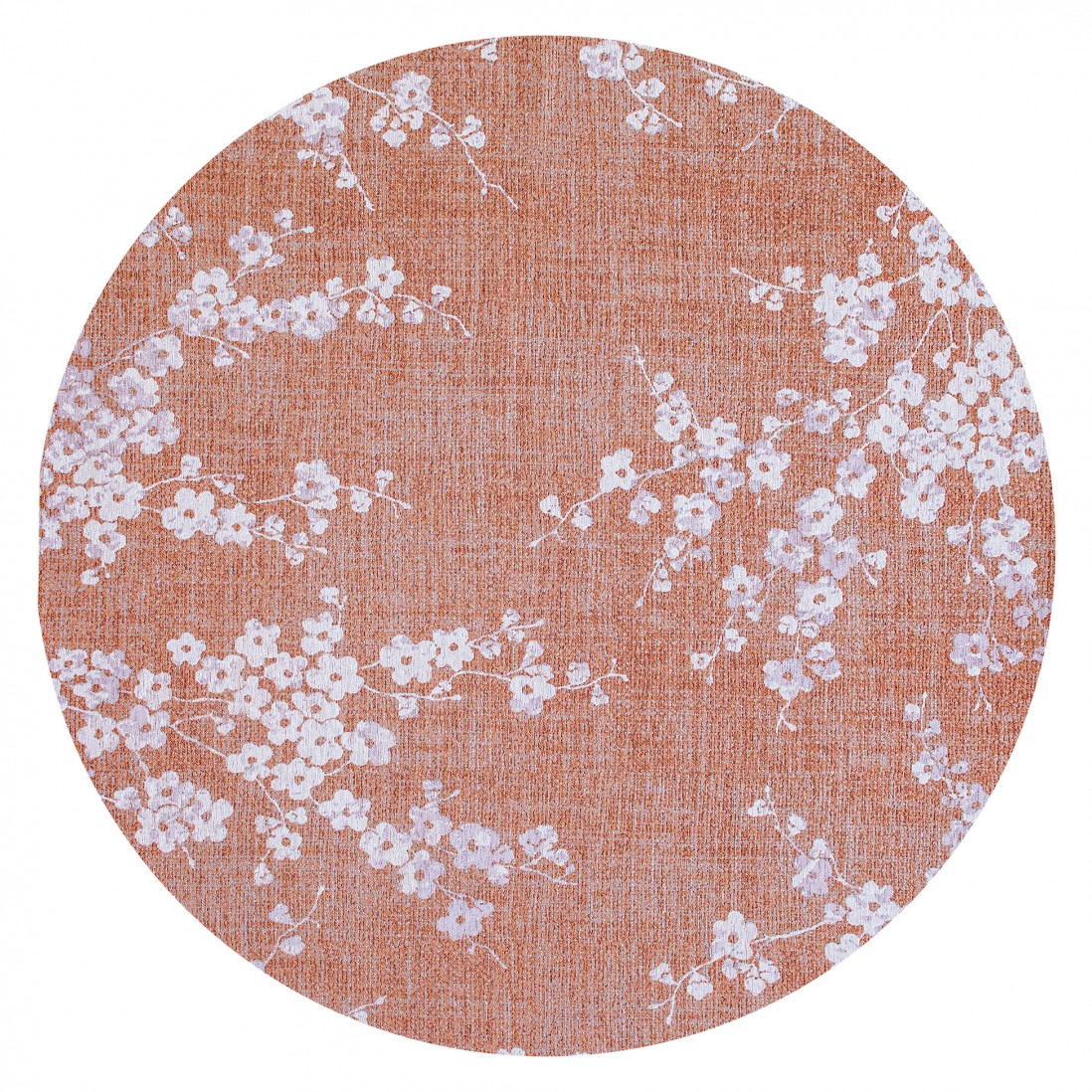 Tapete Almond Chenille Toalha de mesa redonda com padrão de flores brancas