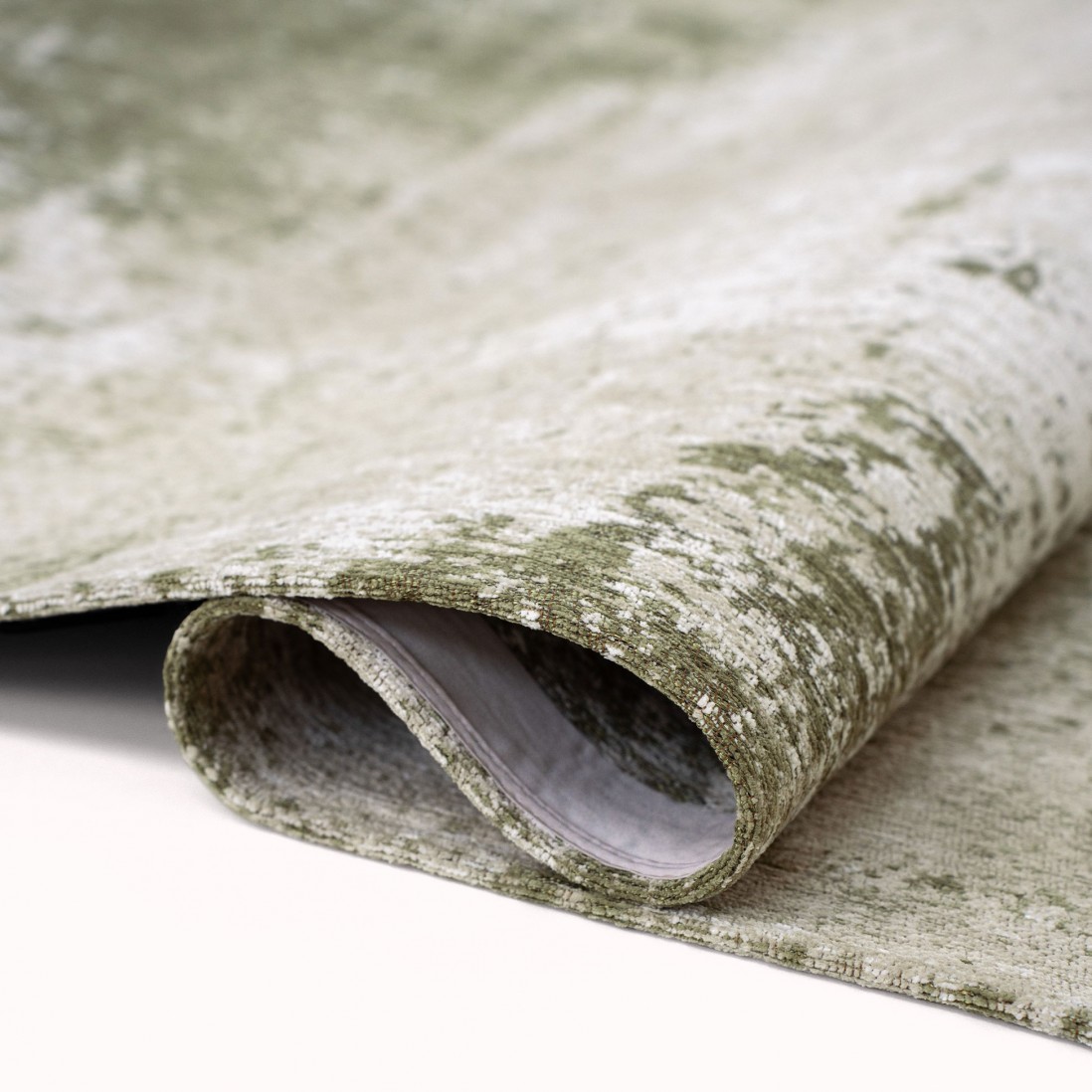 Tapete Moon Chenille Tapete enrrolado com padrão verde e bege