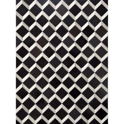 Tapete geométrico preto e branco com padrão de cubos