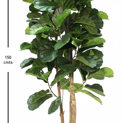 planta artificial com folhas verdes largas e vaso preto