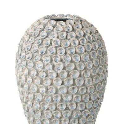 Vaso decorativo azul e branco com textura em relevo circular