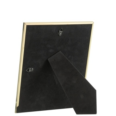 Moldura foto retangular verso preto com suporte e bordas douradas