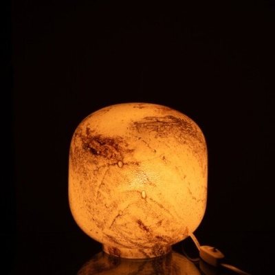 Candeeiro de mesa esférico marmoreado iluminado