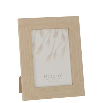 Moldura de foto em madeira clara com padrão texturizado