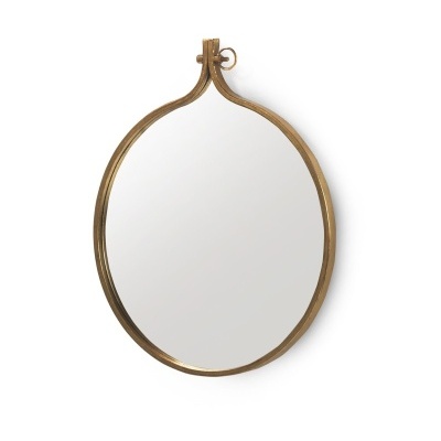 Espelho oval com moldura dourada e argola para pendurar