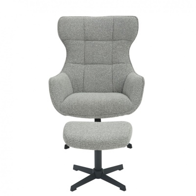 Cadeira de escritório cinza com apoio para pés