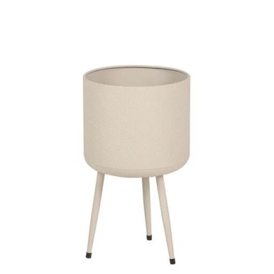 Vaso de plantas cerâmico alto bege com três pernas