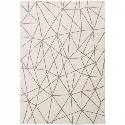 Tapete branco com linhas geométricas cinzentas cruzadas