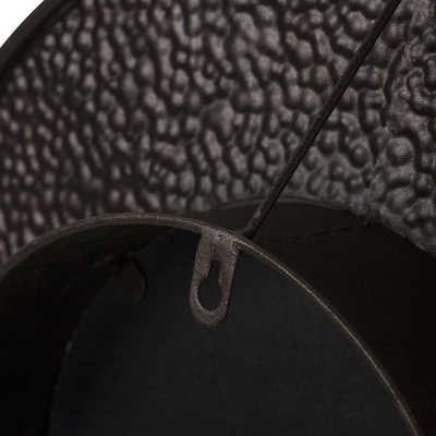 Relógio de parede preto com textura e gancho metálico