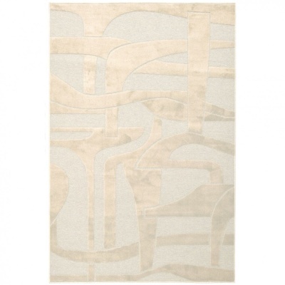 Tapete abstrato em tons de bege e creme com padrão geométrico