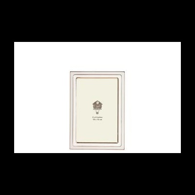Moldura dupla creme com bordas douradas para foto 10x15 cm