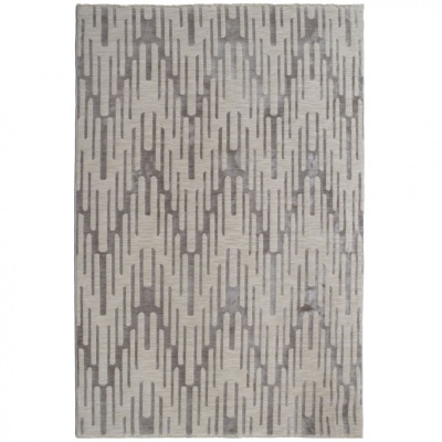 Tapete cinza e bege com padrão geométrico linear vertical