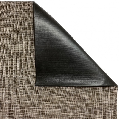 tecido castanho claro com padrão cruzado e traseira preta lisa