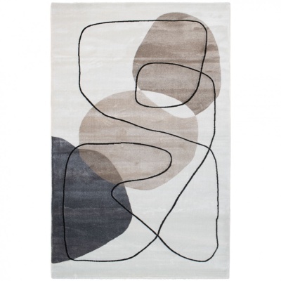 Tapete abstrato em tons neutros com padrões e linhas pretas