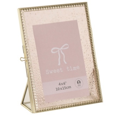 Moldura de fotografia dourada com papel rosa e texto Sweet time