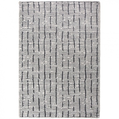 Tapete branco com padrão de linhas pretas irregulares