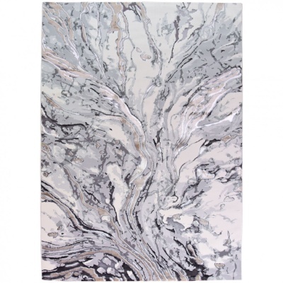 Tapete decorativo com padrão abstrato em tons cinza e branco