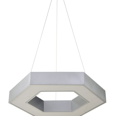 Candeeiro de teto octogonal cinza suspenso por fios finos