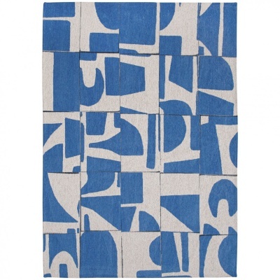 Tapete abstrato azul e cinzento claro com padrão geométrico