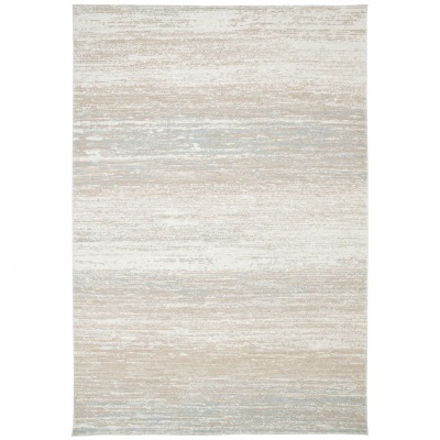 Tapete retangular em tons neutros bege e cinza com padrão abstrato