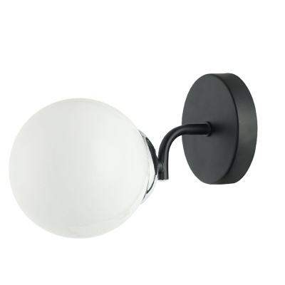 Apliqué de parede com base circular preta e cúpula branca esférica