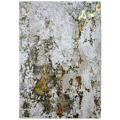 Tapete abstrato branco, bege, verde e amarelo