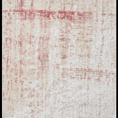 Tapete bege com padrão abstrato vermelho e textura aveludada.