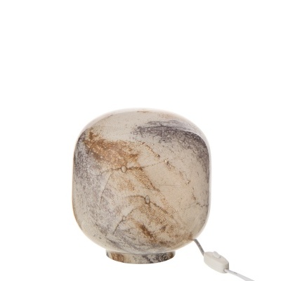 Lâmpada de mesa em cerâmica com padrão marmoreado e interruptor no fio