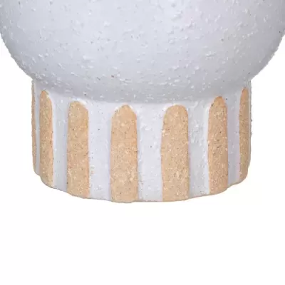 Base de vaso branco com detalhes castanhos