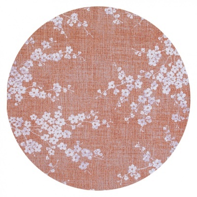 Toalha de mesa redonda com padrão de flores brancas