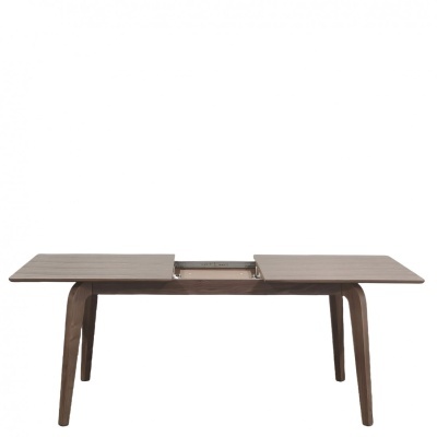 Mesa extensível de madeira carvalho claro com pernas curvas