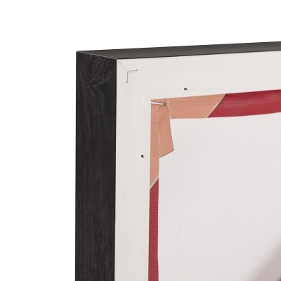 Canto da parte traseira de uma tela para pintura com moldura escura