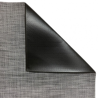 Tapete cinza texturizado com verso preto revestido