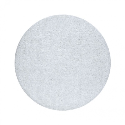 Tapete redondo branco macio e felpudo