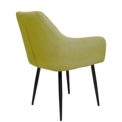 Cadeira verde claro estofada com pernas pretas