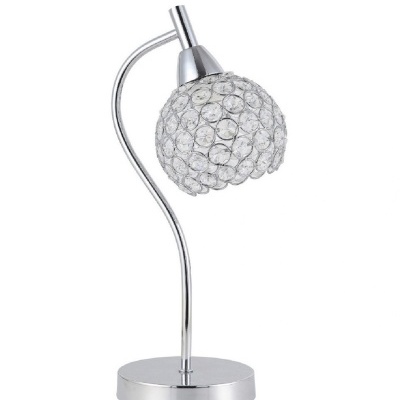 Candeeiro de mesa metálico com cúpula de cristais