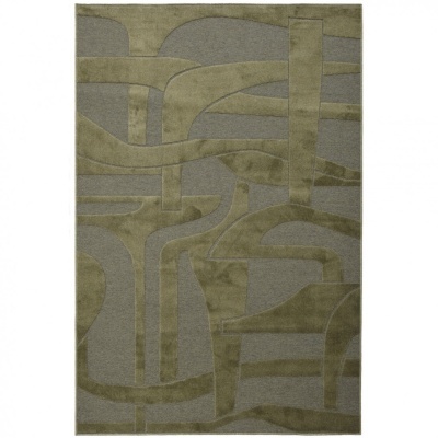 Tapete verde e cinza com padrão geométrico abstrato