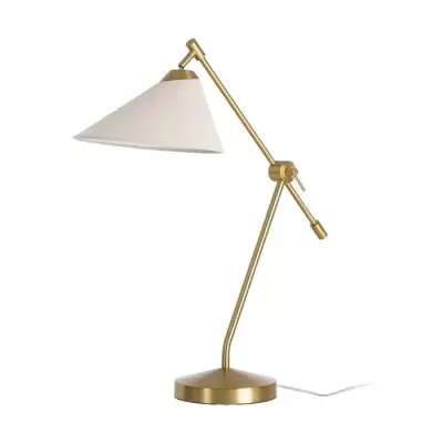 Candeeiro de mesa dourado com cúpula branca