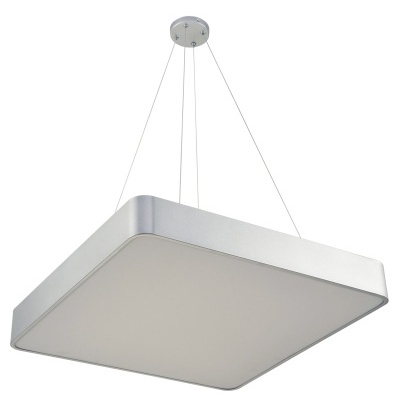 Candeeiro de tecto quadrado suspenso prateado com difusor branco