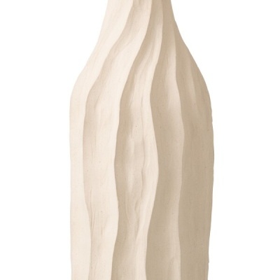 Vaso decorativo creme em cerâmica com textura ondulada