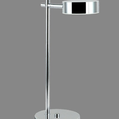 Candeeiro de secretária metálico cromado com base redonda e haste vertical