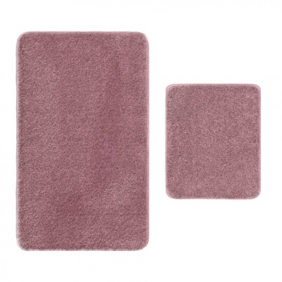 Conjunto de dois tapetes felpudos rosa sobre fundo branco