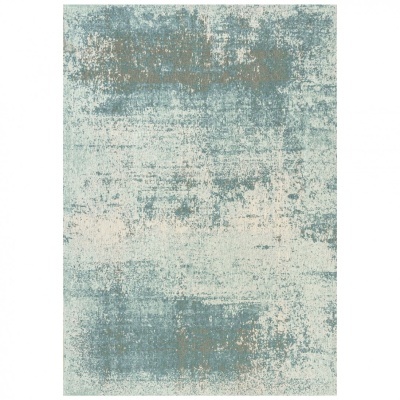 Tapete retangular com padrão abstrato em azul, bege e castanho