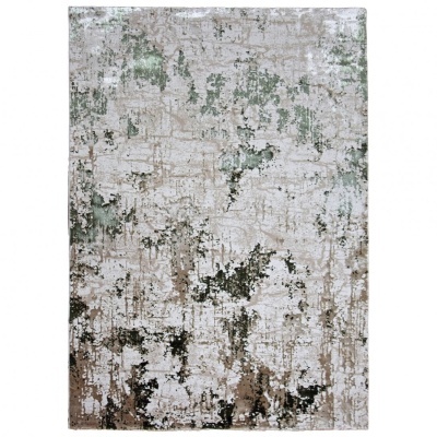 tapete retangular bege e verde com padrão abstrato