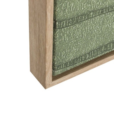 quadro decorativo com moldura de madeira e vidro verde texturizado