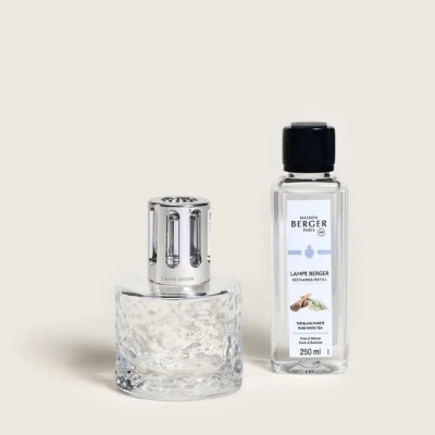 Conjunto para lamparina perfumada com frasco de vidro e frasco de líquido perfumado