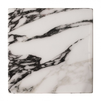 Azulejo quadrado cerâmico padrão marmoreado preto e branco
