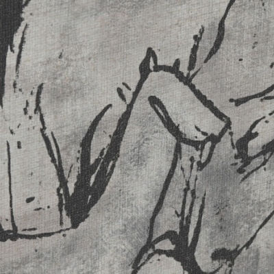 Tecido pintado à mão com padrão abstrato em cinzento e preto
